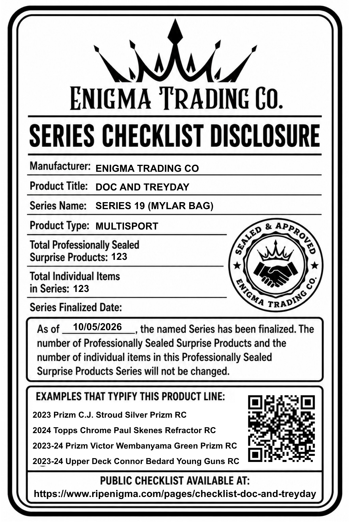 Series 19 (Mylar Bag)