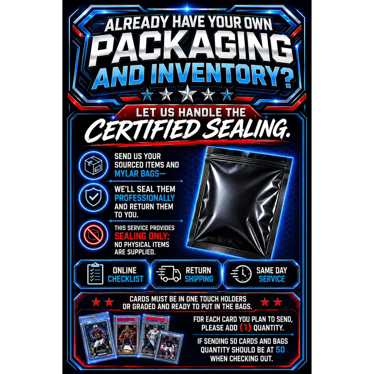 Mylar Bag Repack Certification -Seal Only Service